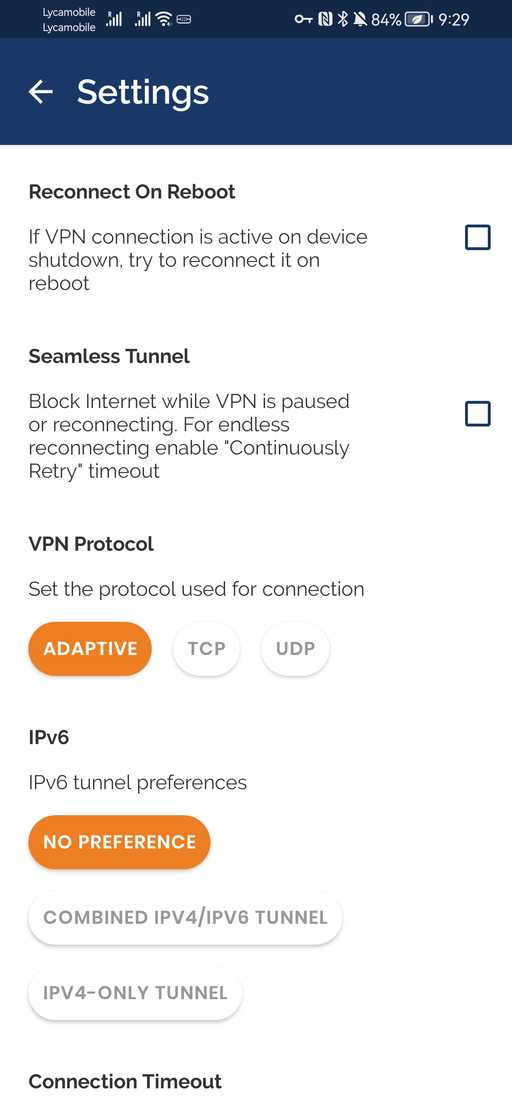 OpenVPN connect settings android