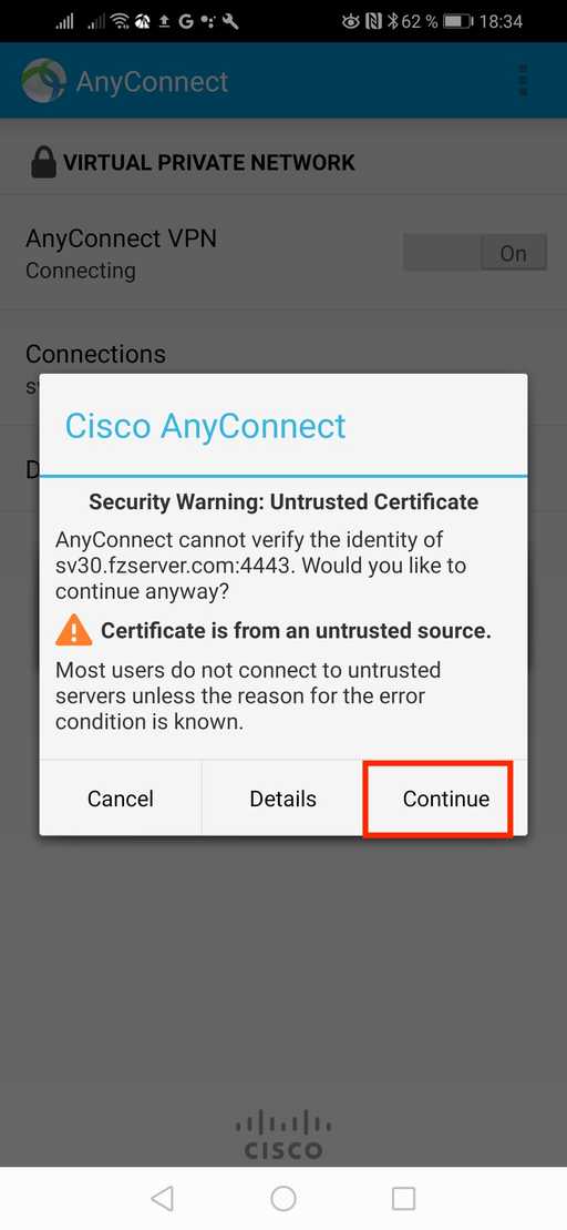cisco anyconnect android step 11