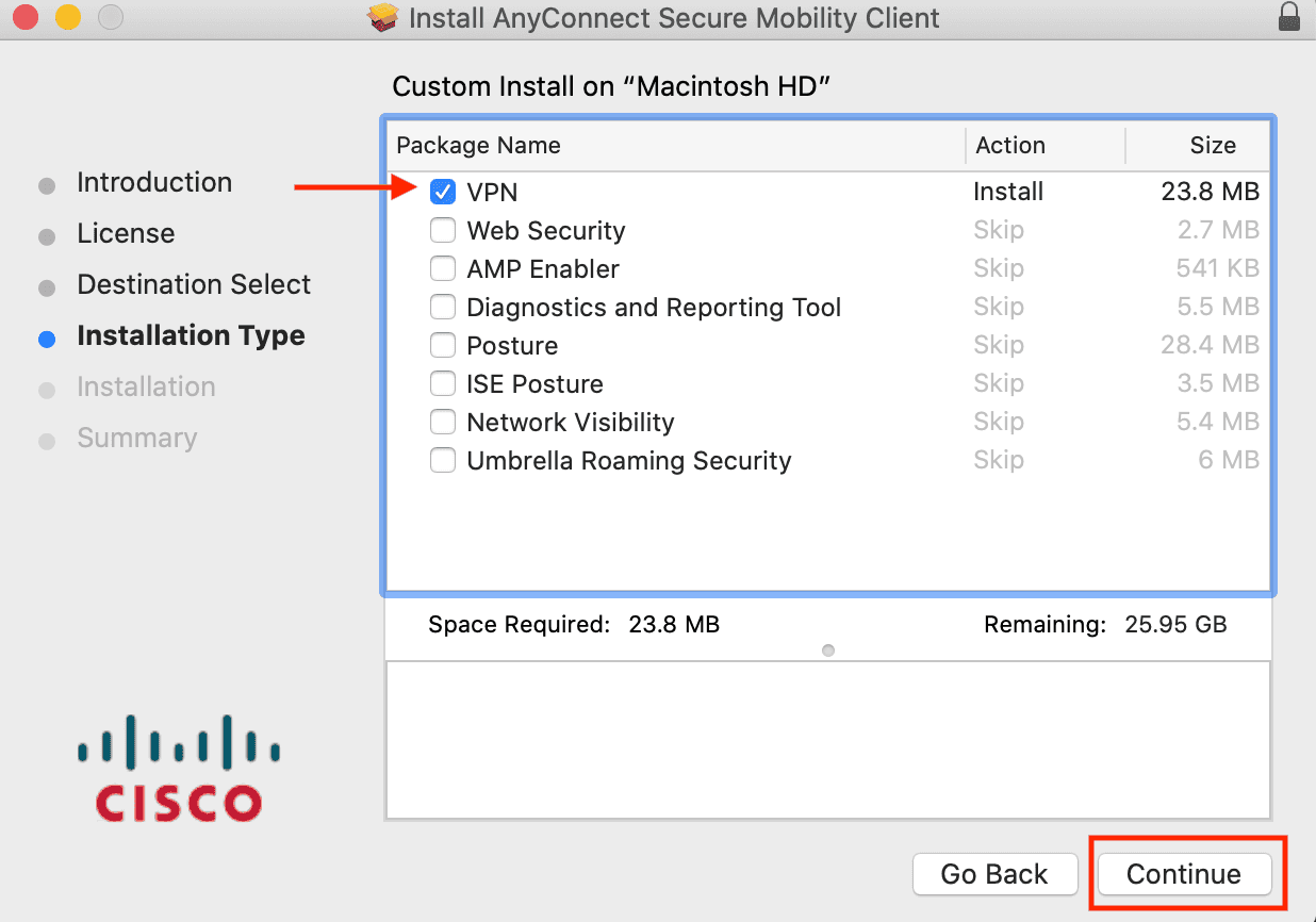 set up vpn with cisco anyconnect mobility client